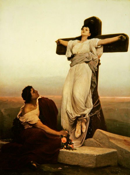 Kristen martyr på korset, St Julia av Gabriel Max