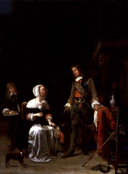 En soldat på besøk hos en ung dame av Gabriel Metsu