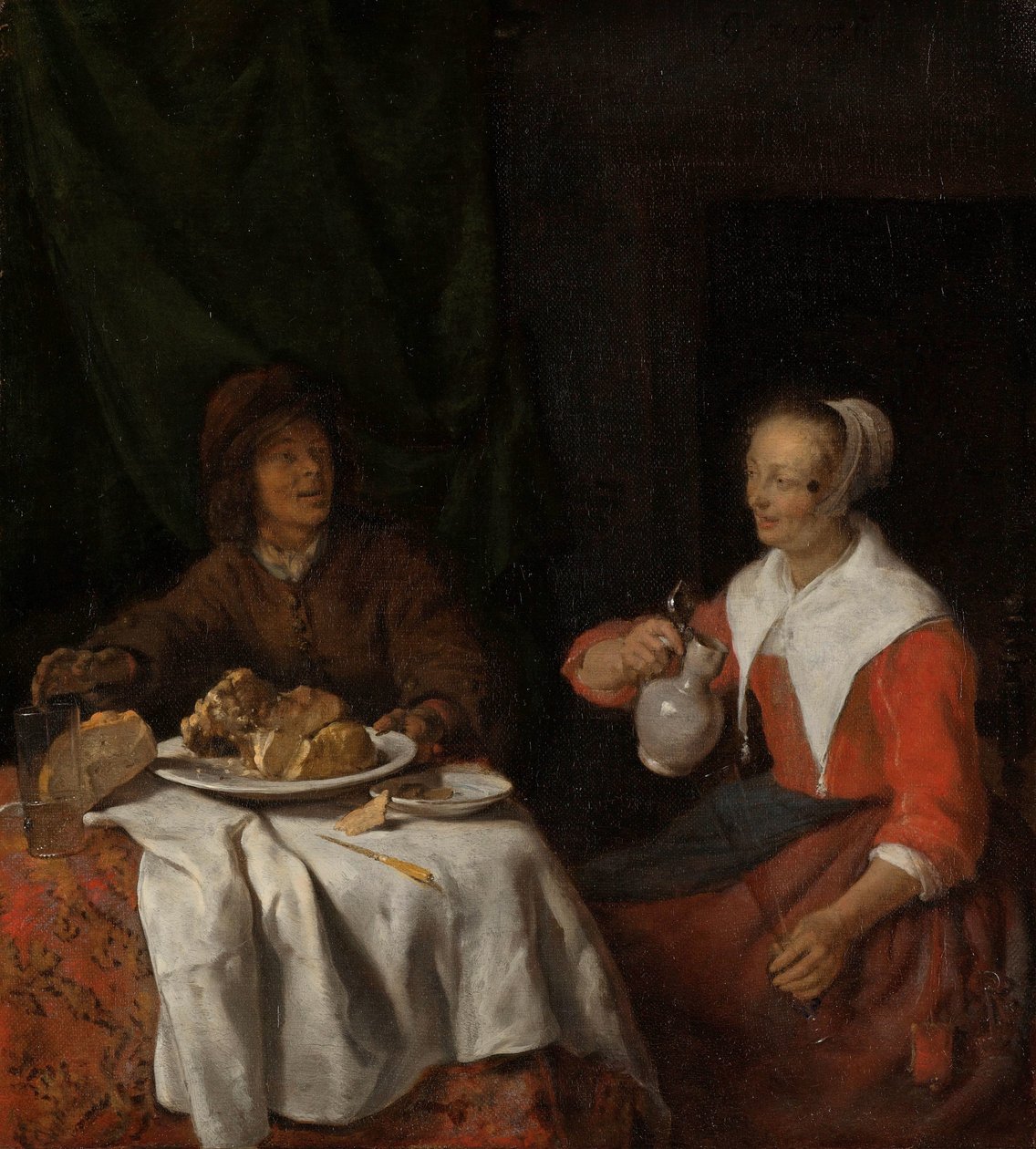 Mann og kvinne ved et måltid av Gabriel Metsu