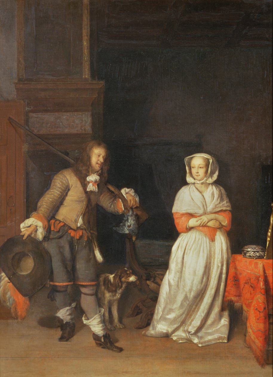 Huntsman and the Lady, 1660-65 av Gabriel Metsu