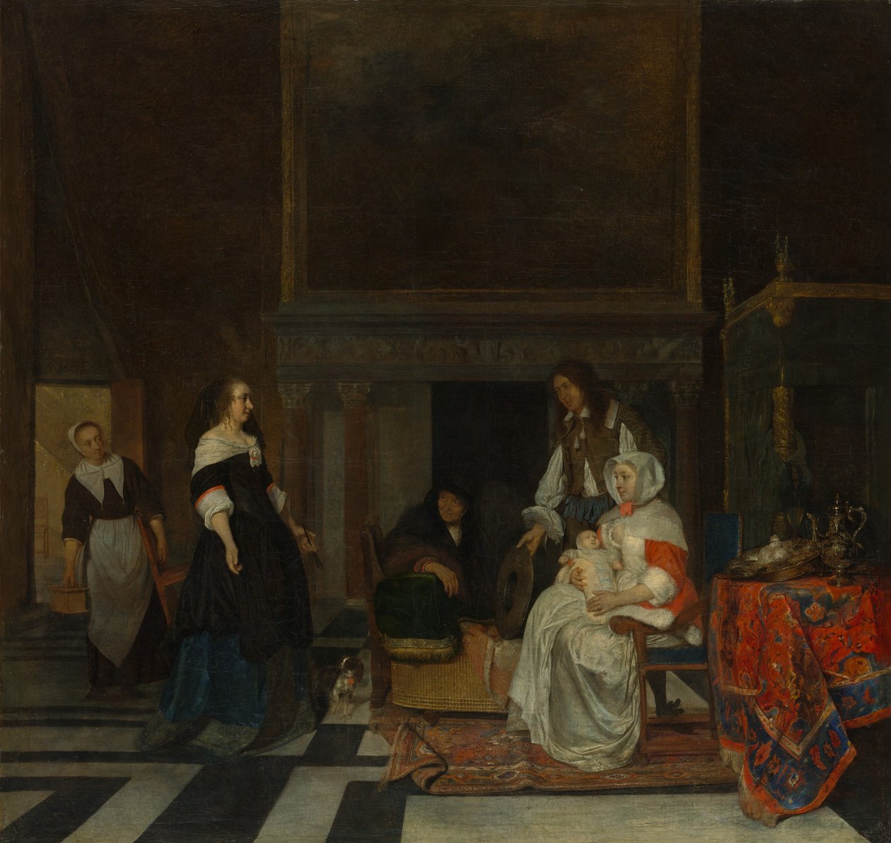 Besøket i barnehagen, 1661. av Gabriel Metsu