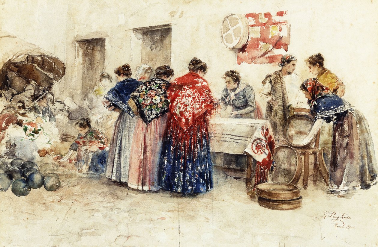 På markedet, 1900 av Gabriel Puig Roda