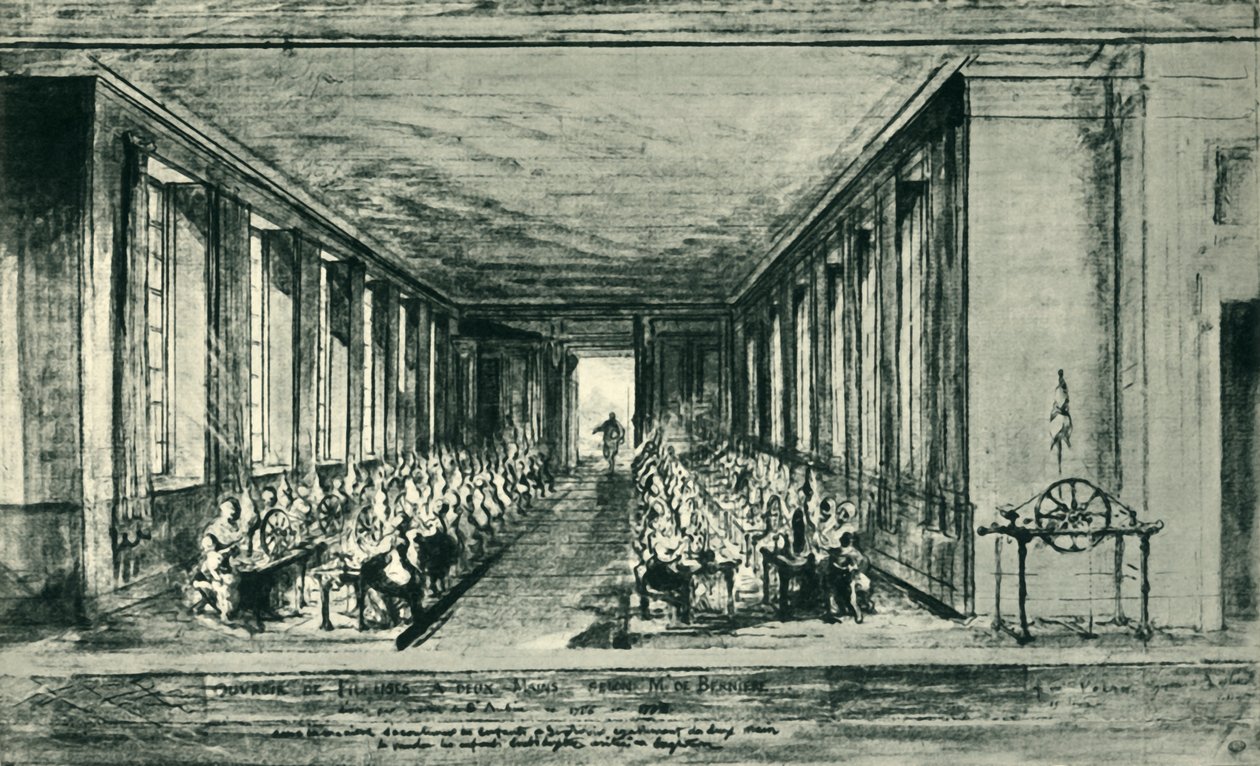 Spinnerom, c1776, 1943. av Gabriel de Saint Aubin