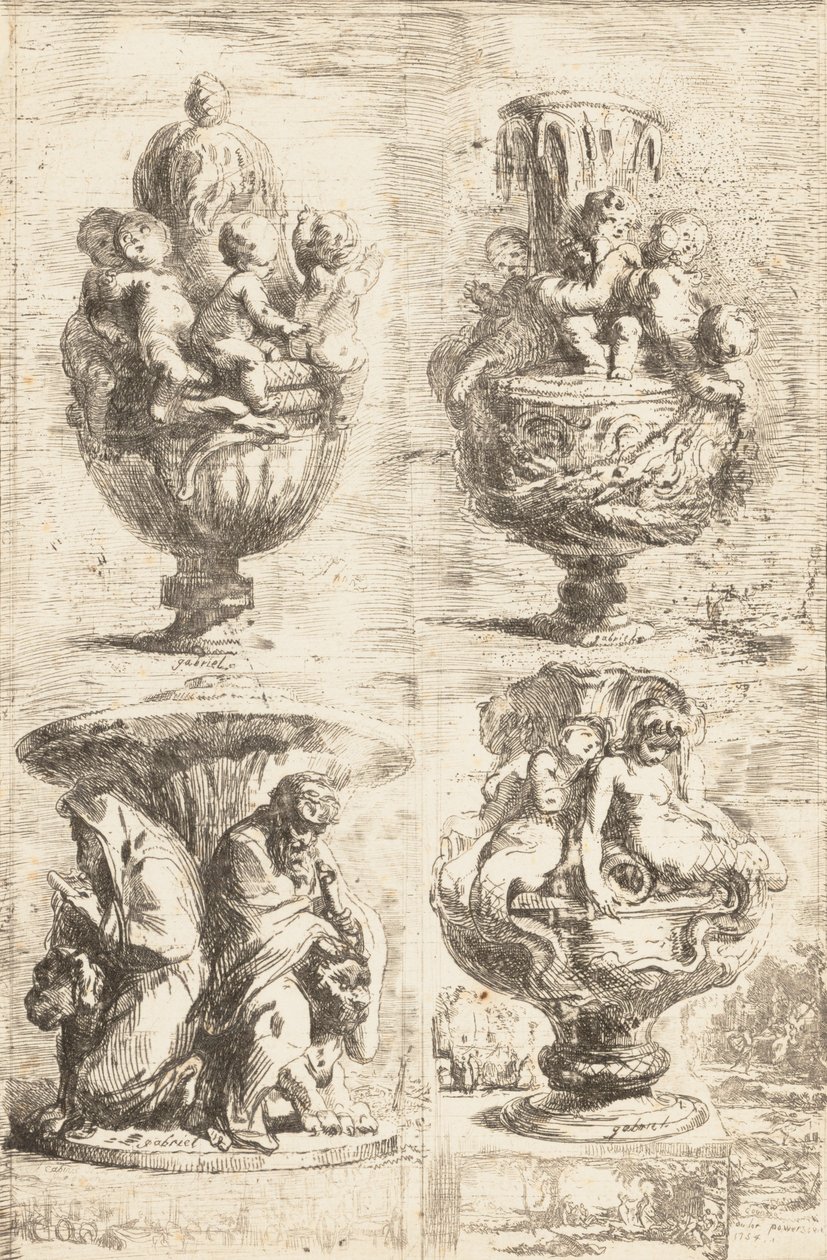 De fire vasene, 1754. av Gabriel de Saint Aubin