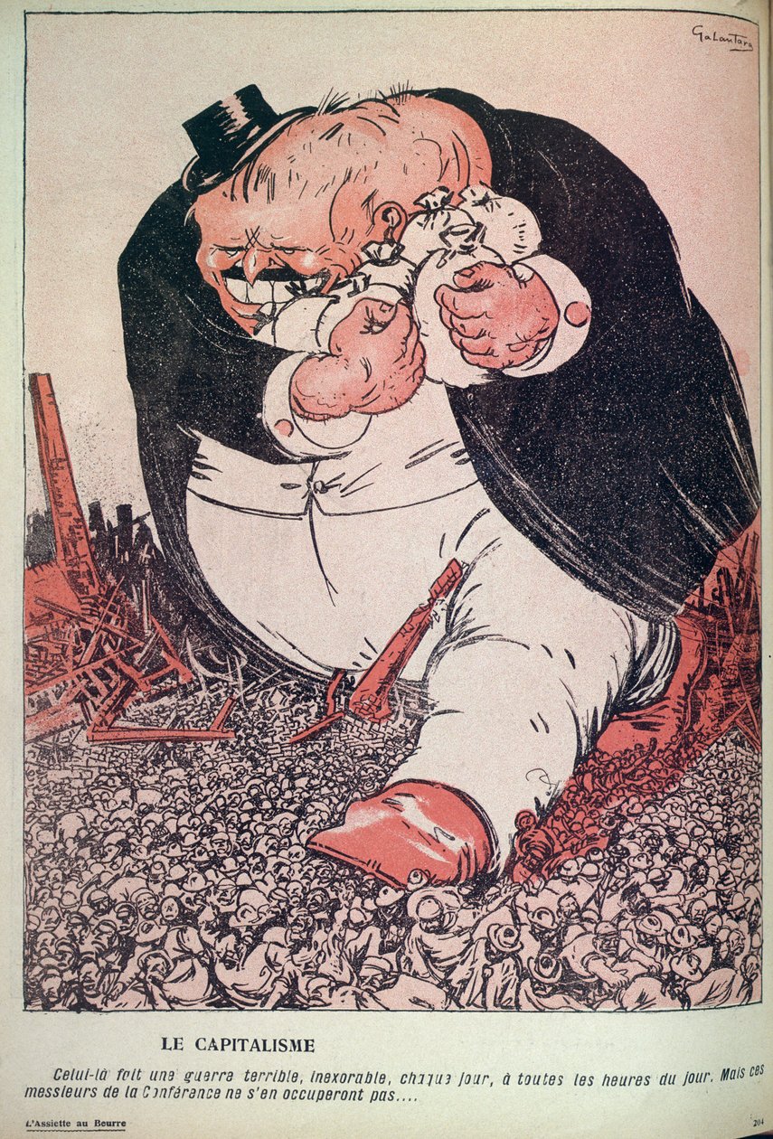 Kapitalisme fra magasinet 'L'Assiette Au Beurre', pub. juni 1907 (se også 75319) av Gabriele Galantara