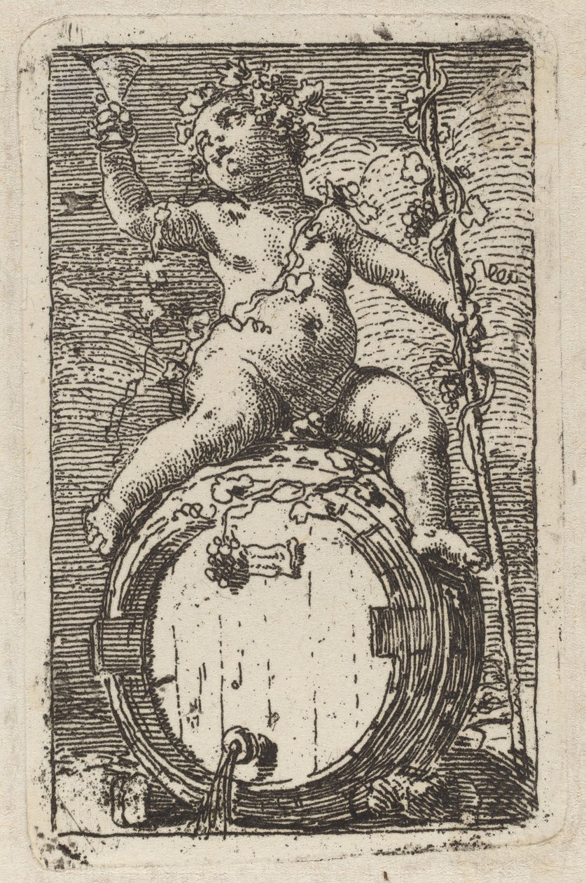 Spedbarnet Bacchus på en vintønne av Gaetano Gandolfi