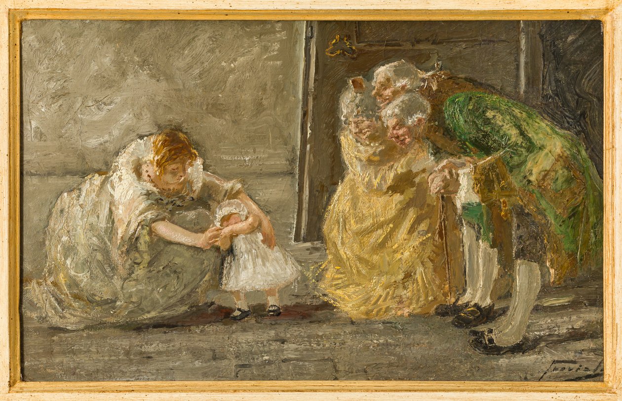 Scene (oljemaleri på lerret) av Gaetano Previati
