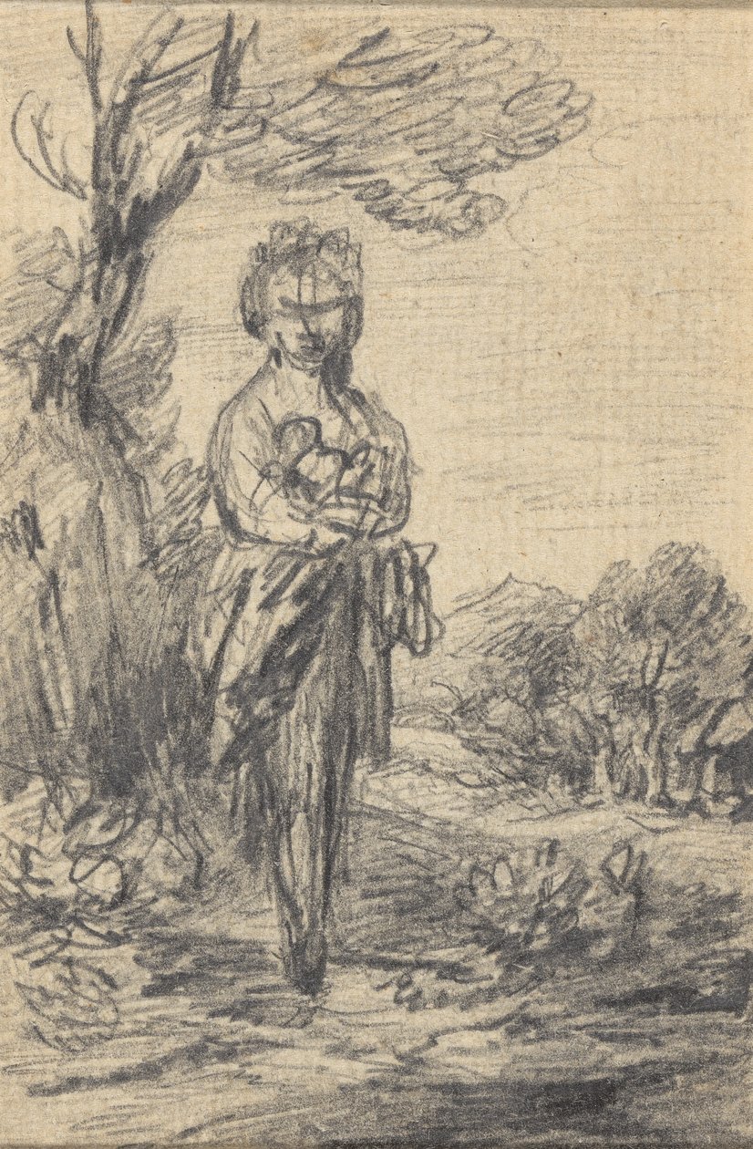 Stående kvinneskikkelse i et landskap av Gainsborough Dupont