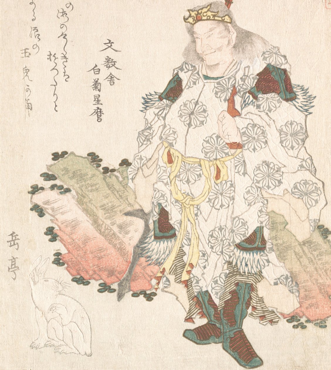 Prins Okuni og en hare, sannsynligvis 1819. av Gakutei