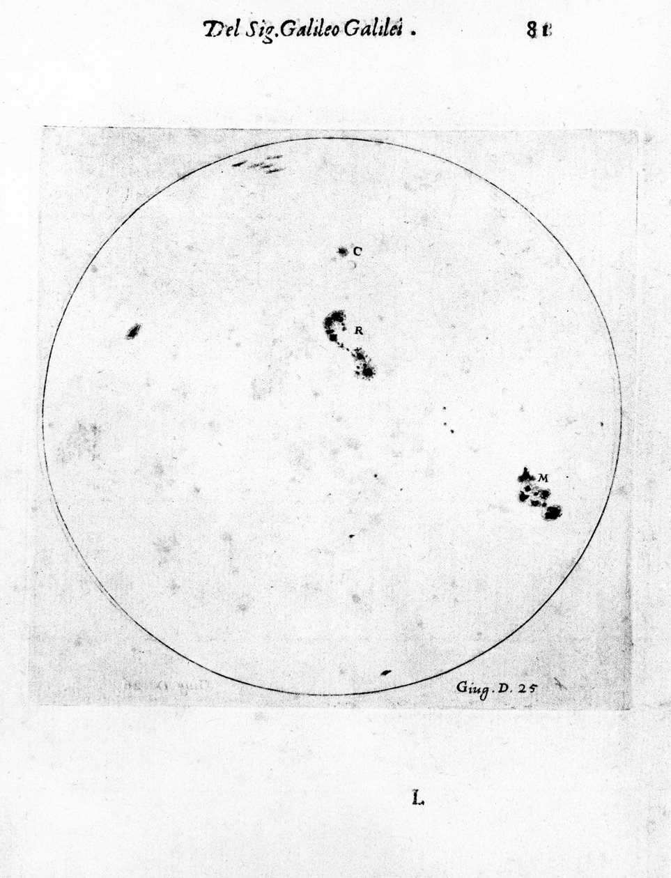Galileos-observasjon av solflekker, 1613 av Galileo Galilei