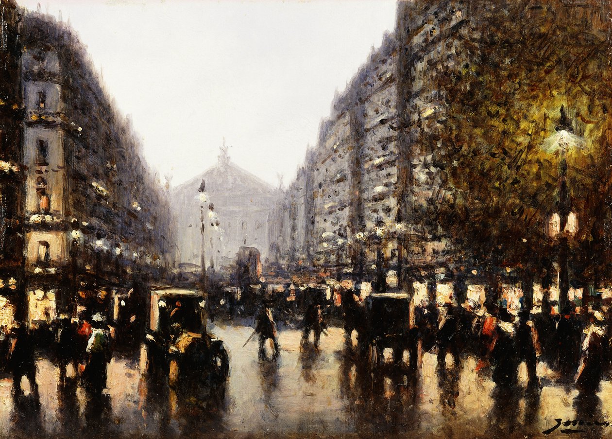 En gatescene, Paris av Gaspar Miro Lleo
