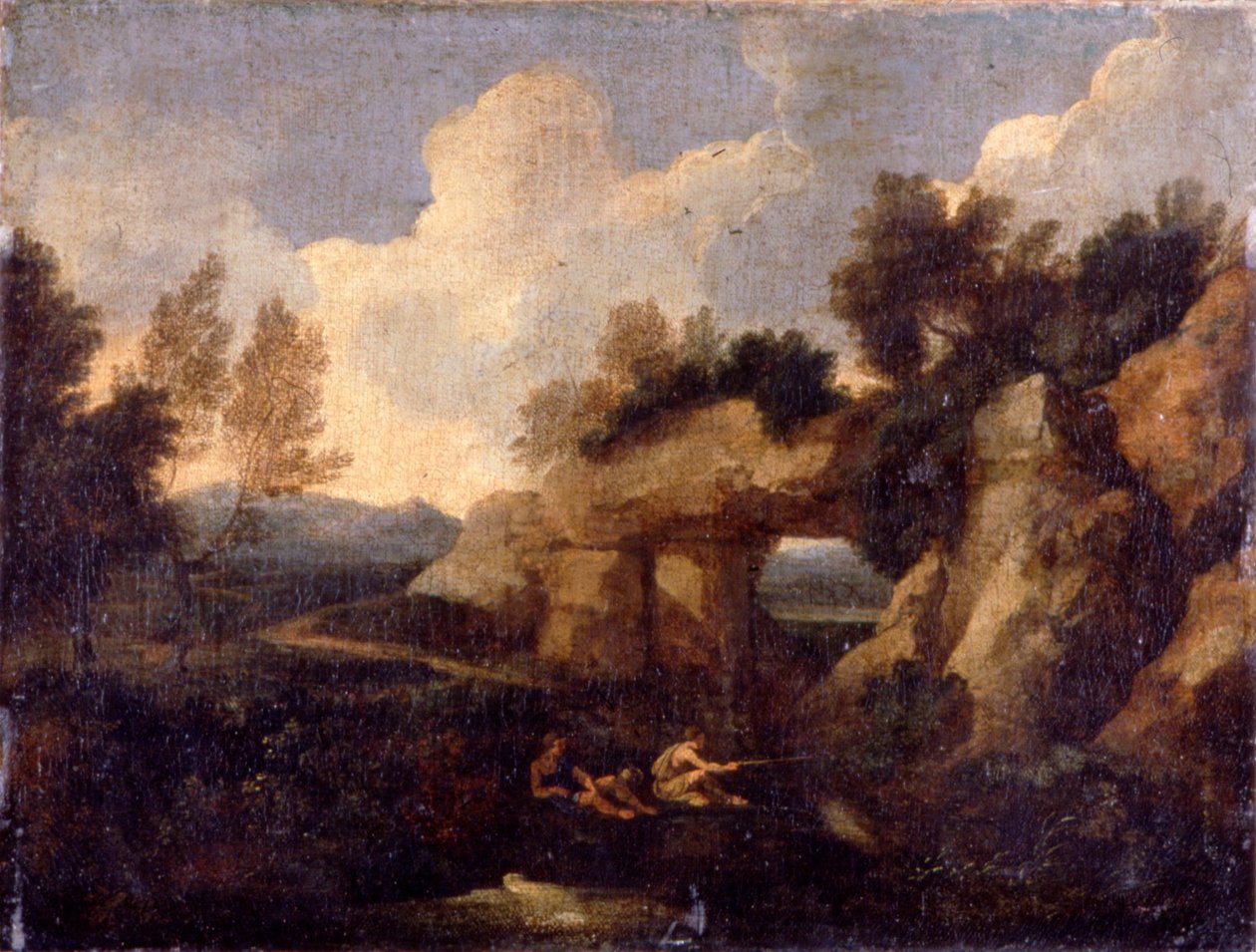 Fiskere nær en Rocky Gateway av Gaspard Poussin Dughet