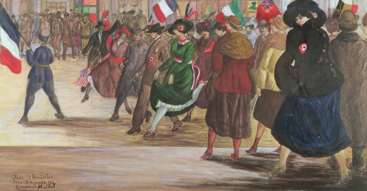 Våpenvåpendag, Paris, 11. november 1918 (blyant og gouache på papir) av Gaspard Maillol