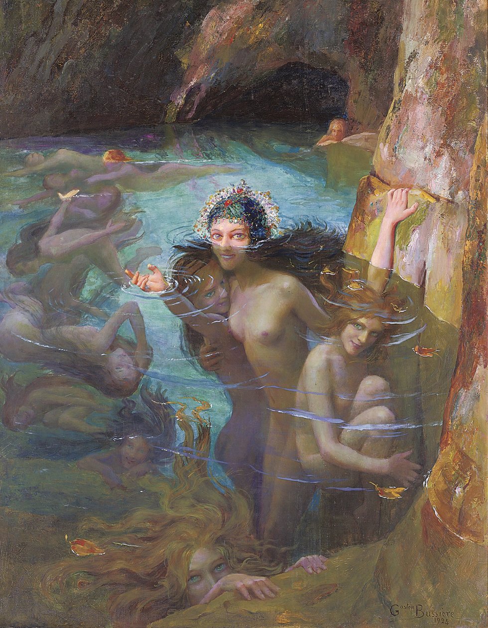 Sjønymfer på en grotton av Gaston Bussiere
