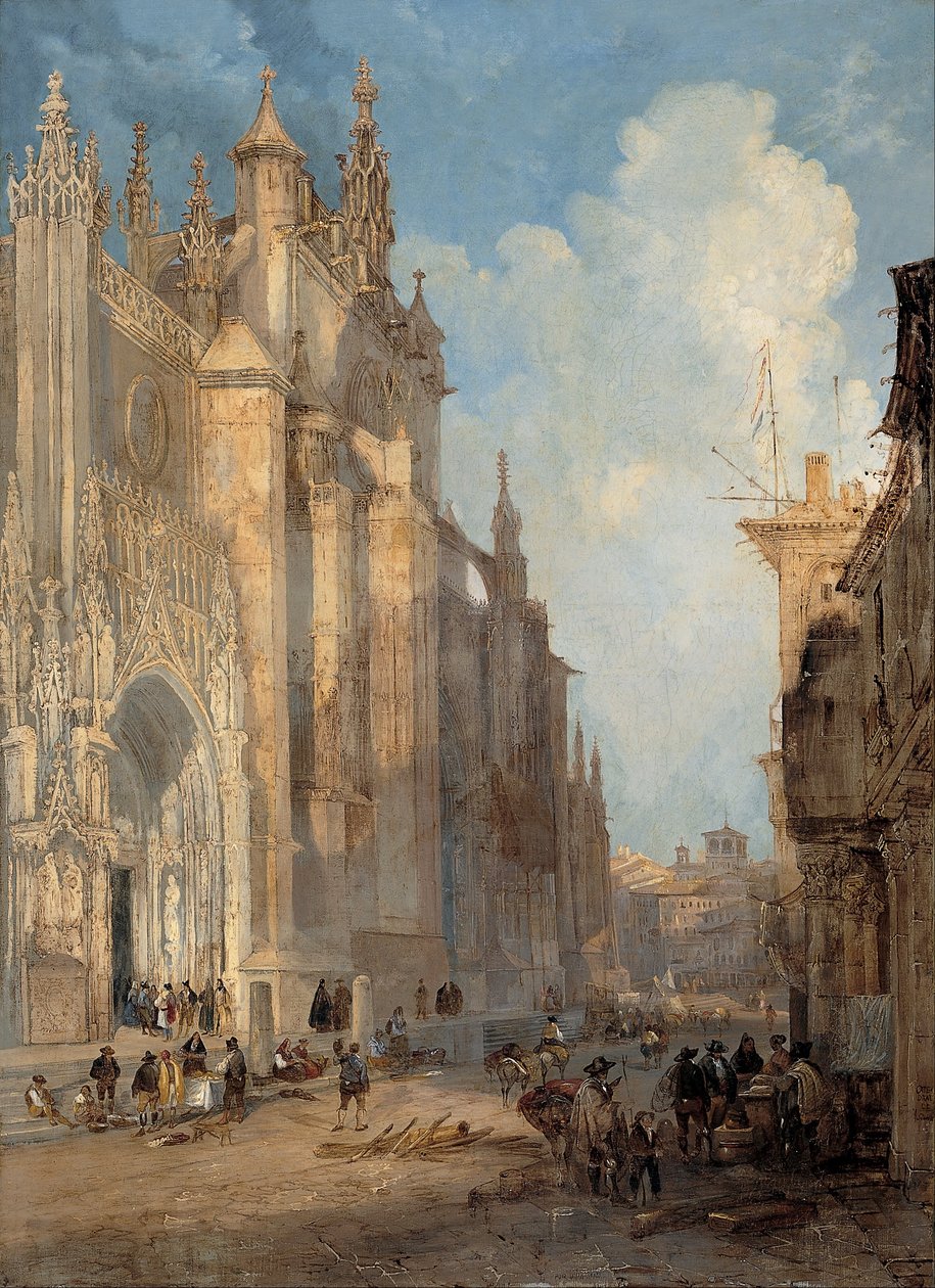 Sevilla katedral på siden av trinnene av Genaro Pérez Villaamil