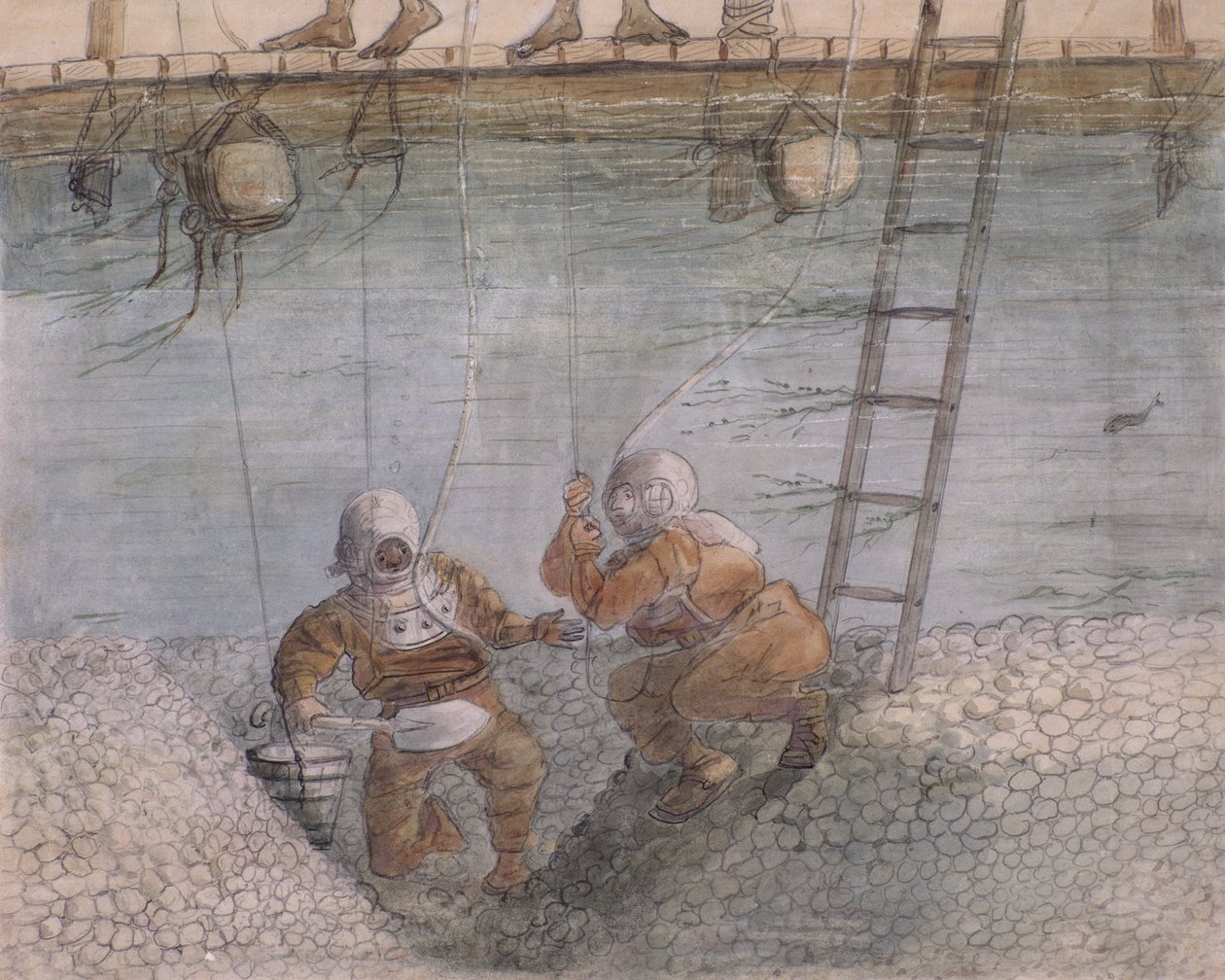 Dykking etter gull i Ancobra-elven, 1878 av General E.W. Wray