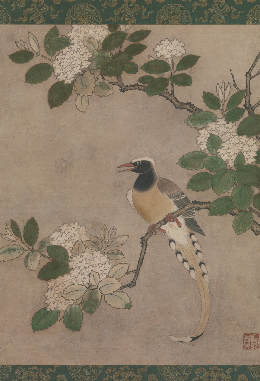 Magpie på Viburnum Branch, tidlig på 1500-tallet. av Genga