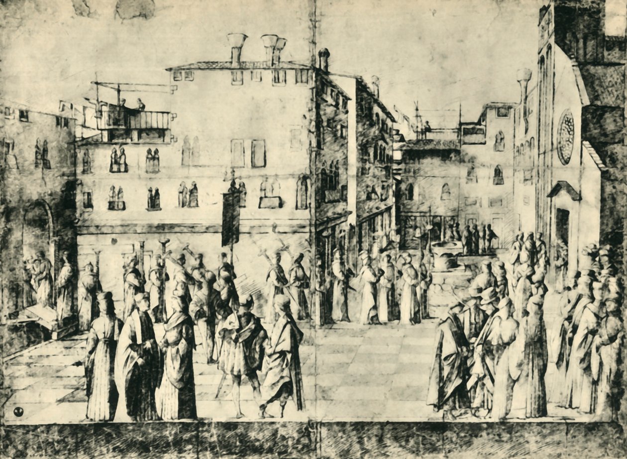 Prosesjon i Venezia, midten av slutten av 1400-tallet, 1943. av Gentile Bellini