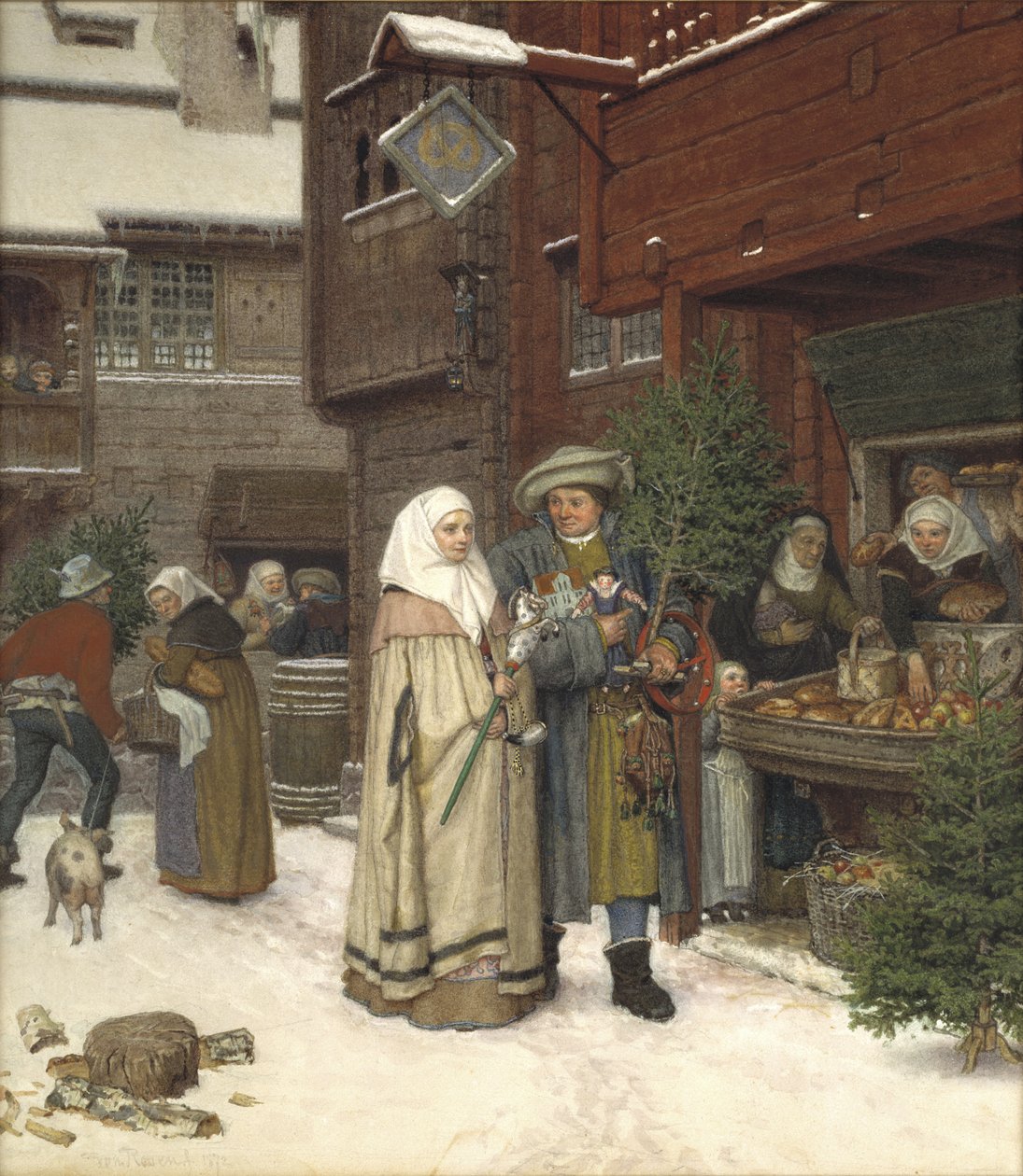 Julemessen, 1872 (wc) av Georg Rosen