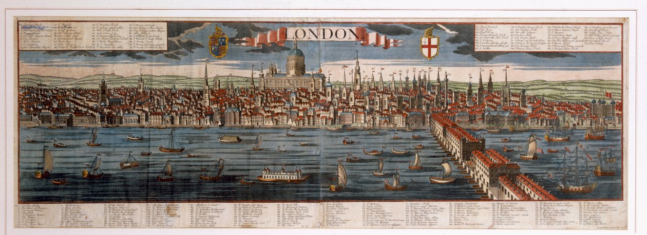 London (håndfarget gravering) av Georg Balthasar Probst