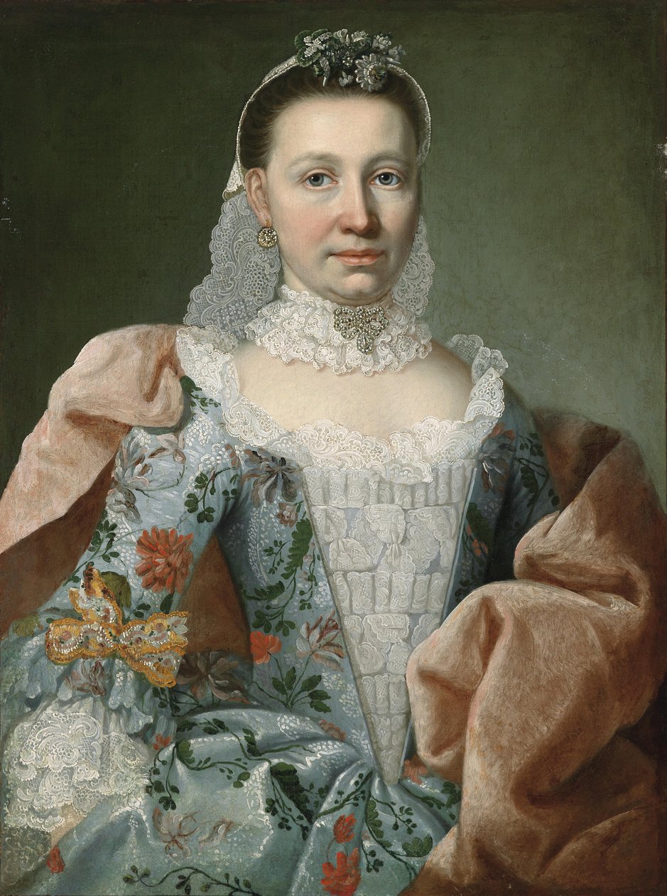Portrett av en rikt kledd hoffdame av Georg David Matthieu