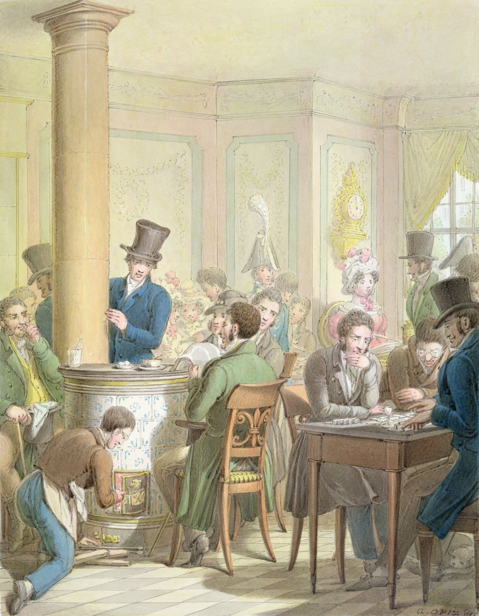 The Cafe de Commerce, fra 'Tableau de Paris' av Georg Emanuel Opitz