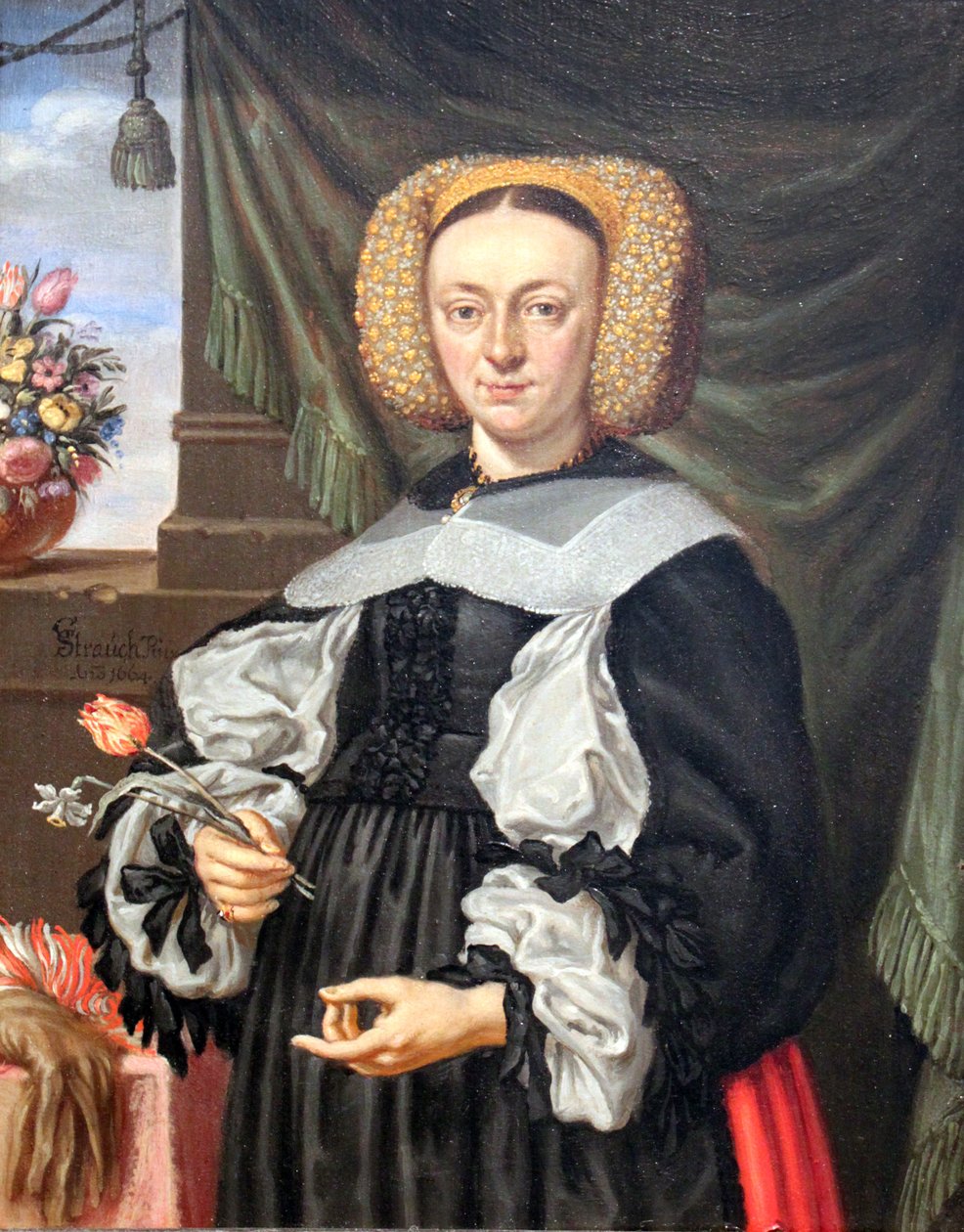 Portrett av en kvinne med blomster av Georg Strauch