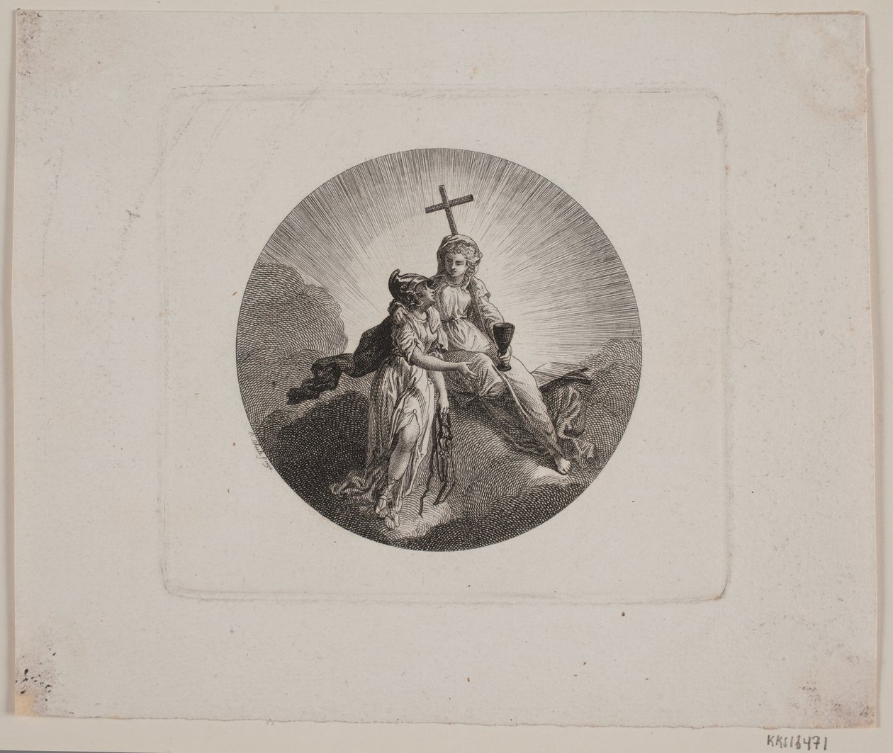 Vignet med Troen og Minerva av Georg Christian Schule