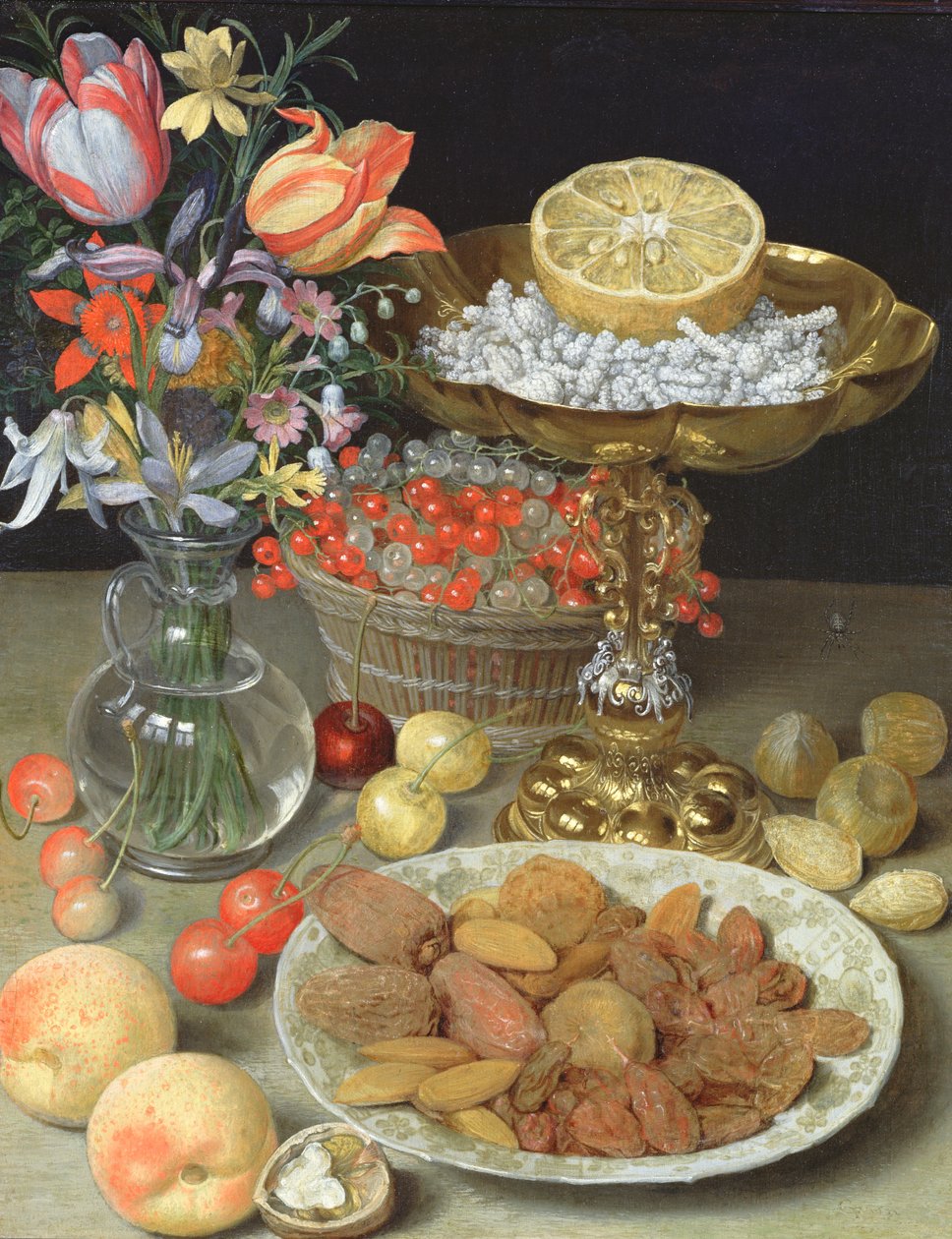 Stilleben med blomster og dessert av Georg Flegel