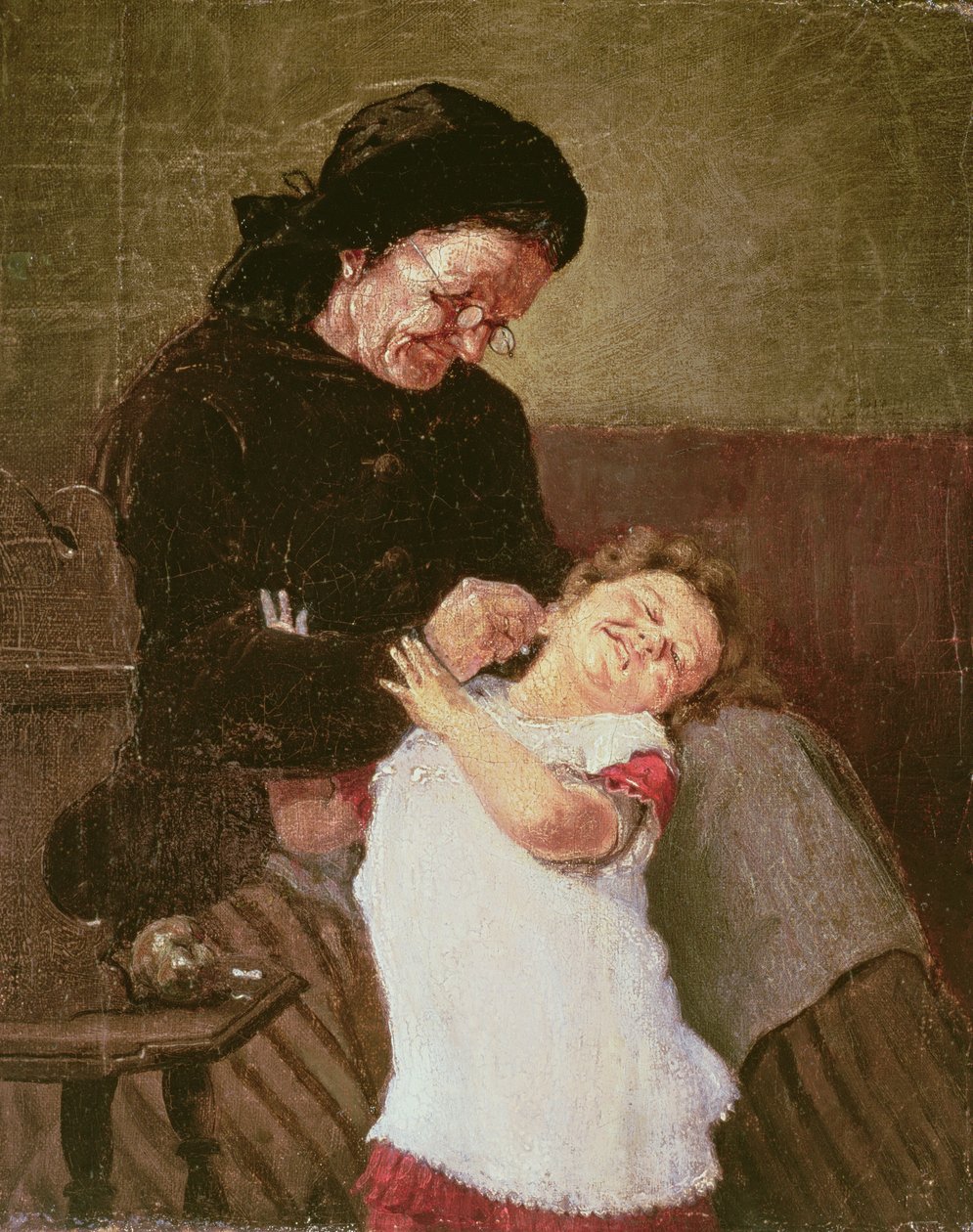 The Naughty Girl (olje på lerret) av Georg Jakobides