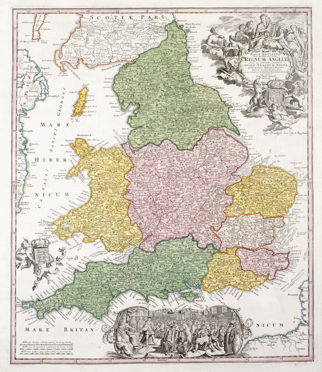 Et kart over England, 1760 av Georg Matthäus Seutter