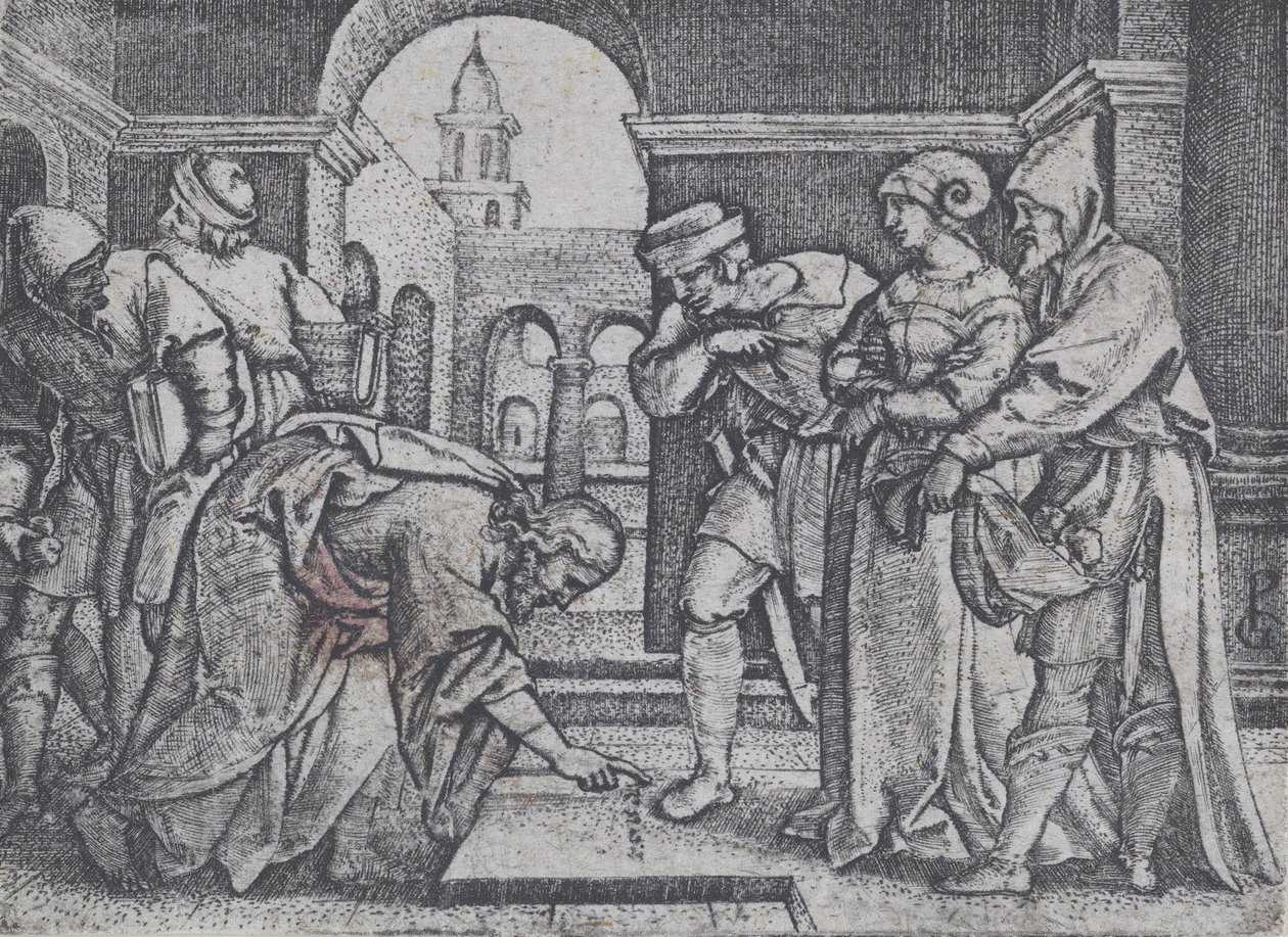 Kristus og den utro kvinnen. av Georg Pencz