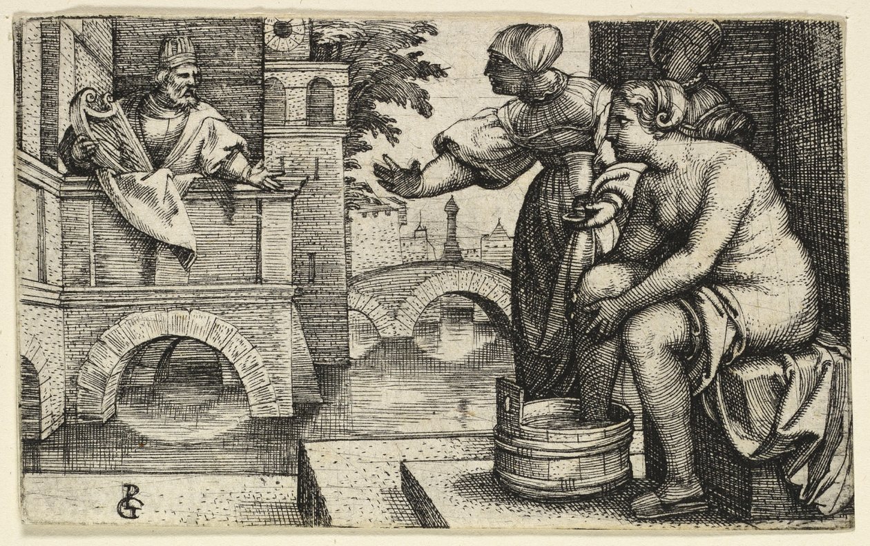 David observerer Batseba av Georg Pencz