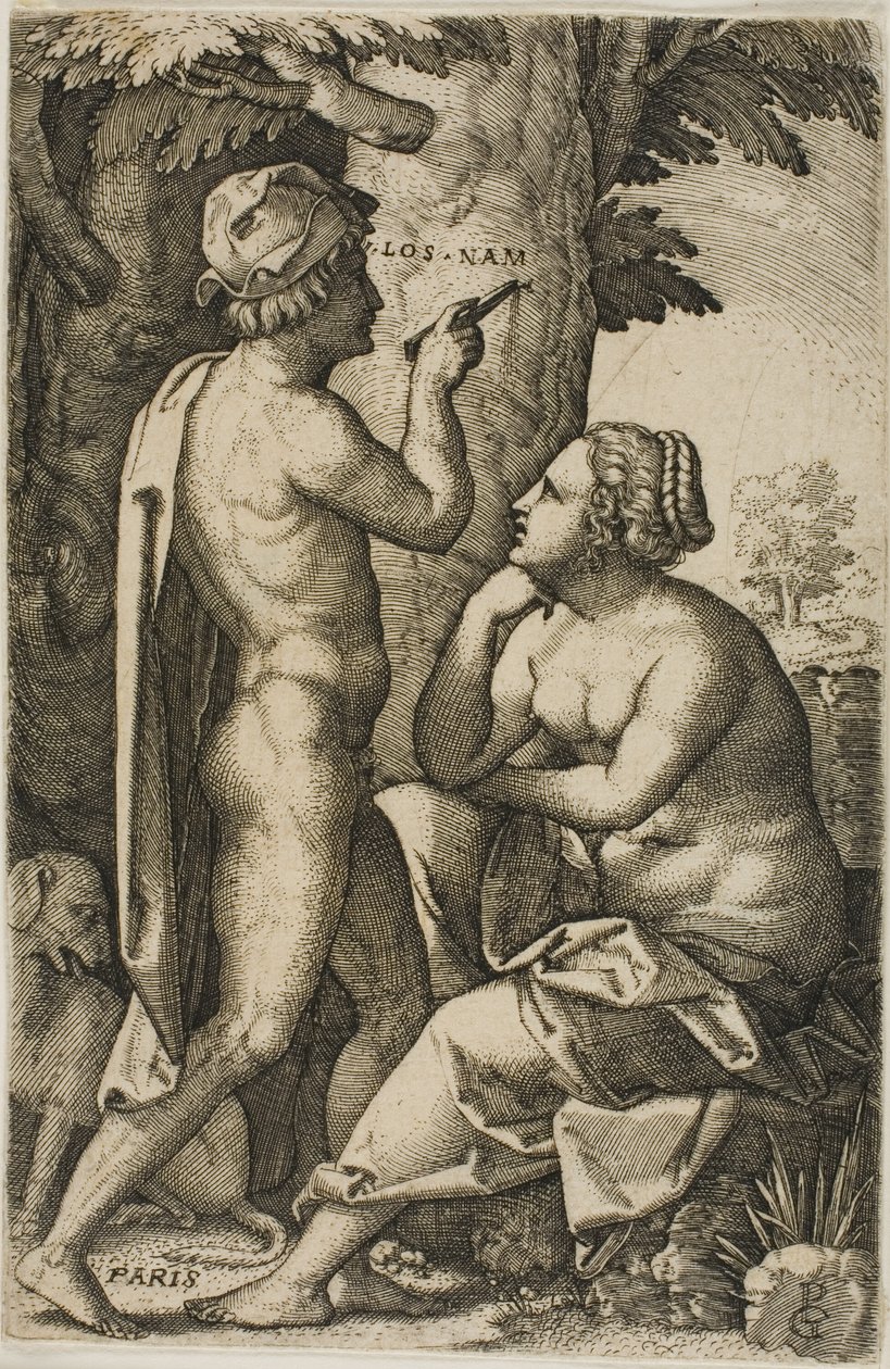 Paris og Oenone, fra greske heltinner av Georg Pencz