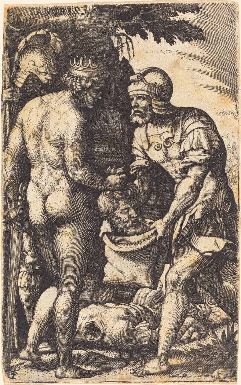 Tomyris with the Head of Cyrus   1251031   no       norwegian Successfully Translated  Original: ""Esquisse pour peinture a bordure blanche"" (Sketch for Painting with White Border) (Entwurf zum Bild mit weissem Rand)Peinture de Vassily Kandinsky (ou Wassi av Georg Pencz