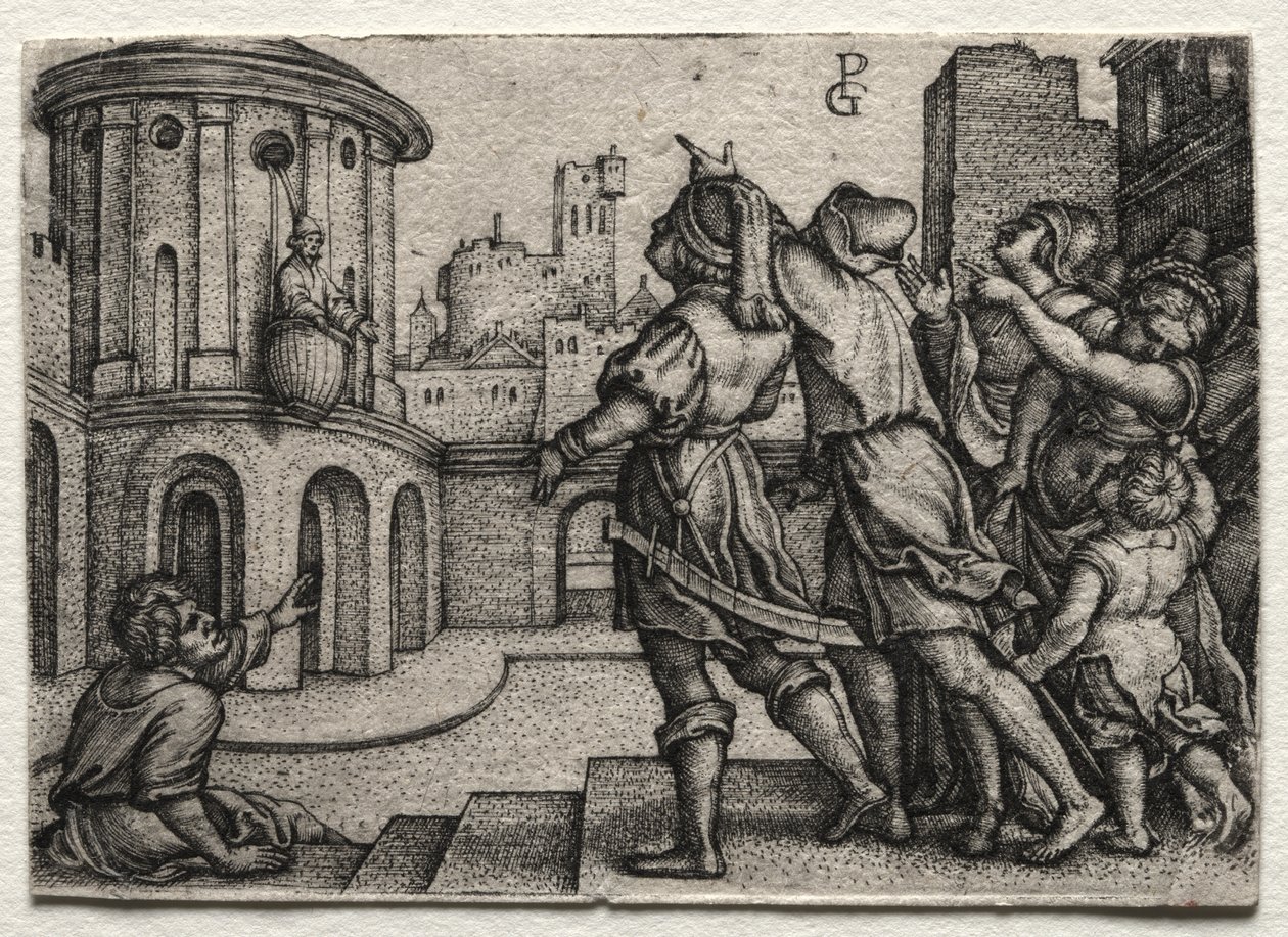 Virgil henger i en kurv av Georg Pencz