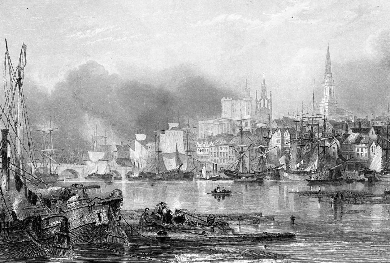 Newcastle-upon-Tyne, gravert av Edward Finden av George Balmer