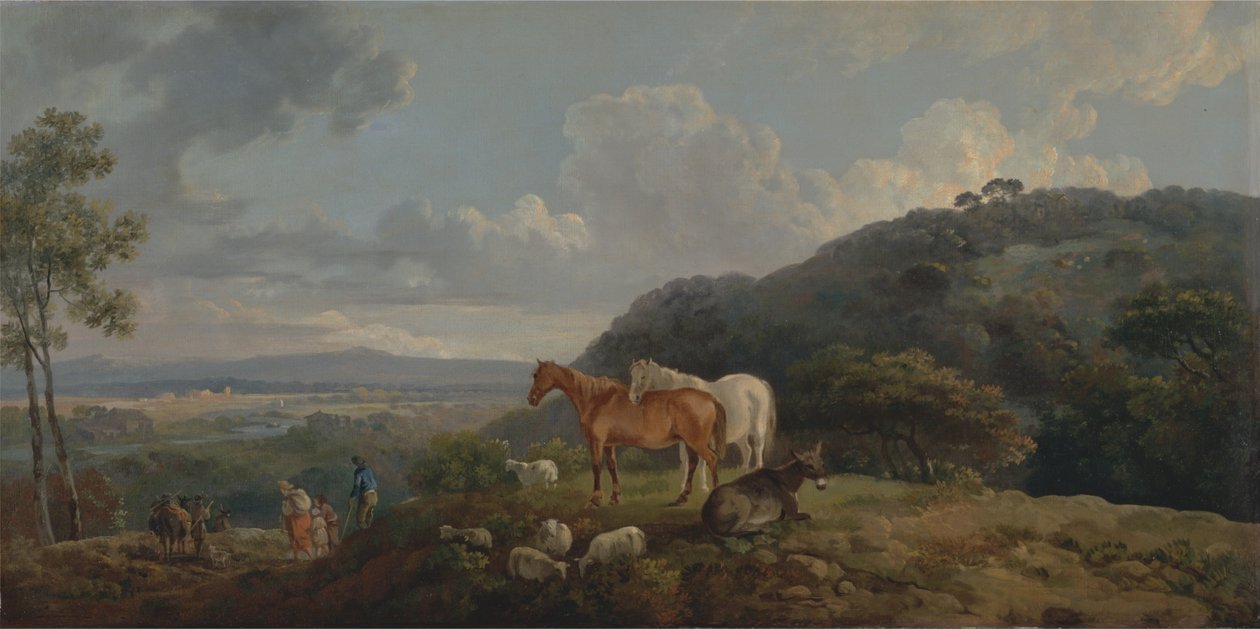 Morgen- Landskap med hopper og sauer av George Barret