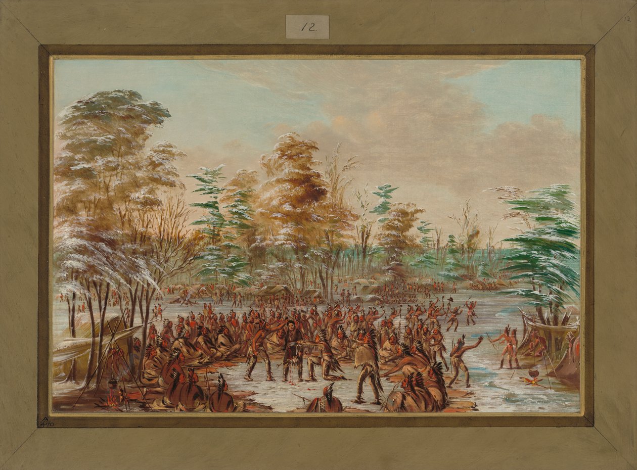 De Tonty saksøkte for fred i Iroquois Village i januar 1680, 1847-48 av George Catlin