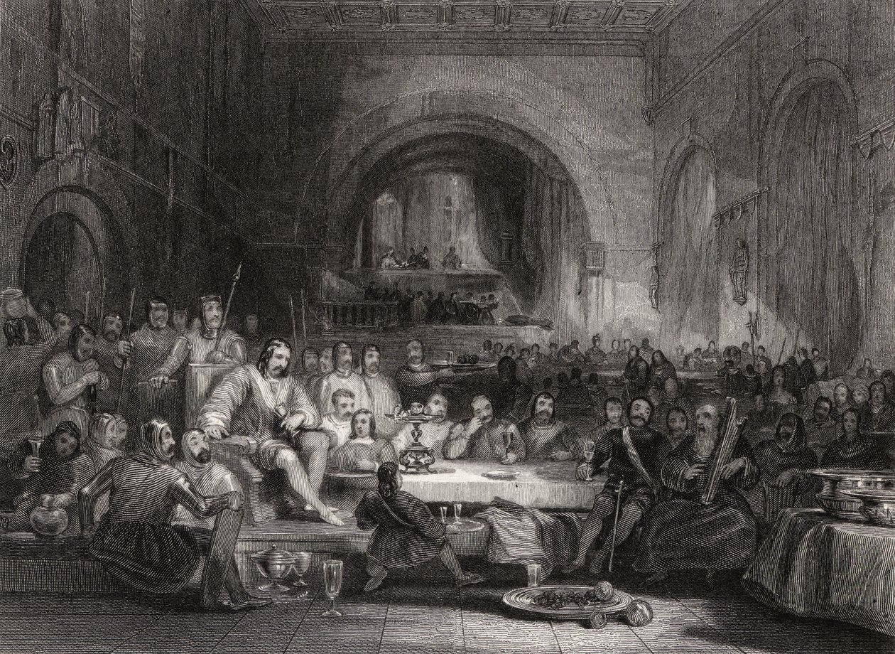 Prins Llewellyn og hans baroner, gravert av William Radclyffe (1783-1855) av George Cattermole