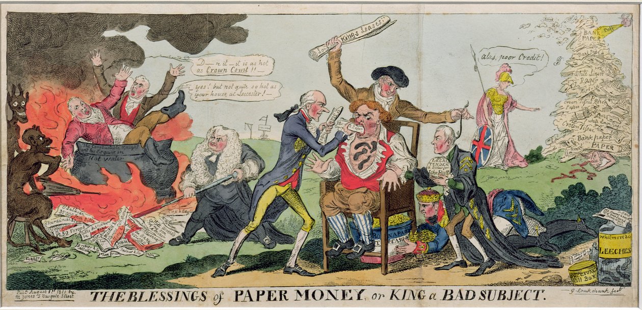 The Blessings of Paper Money or King a Bad Subject, utgitt 1811 av George Cruikshank