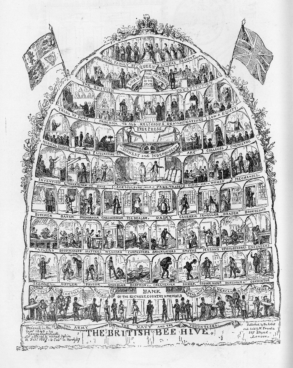 Den britiske bikuben, 1867 av George Cruikshank