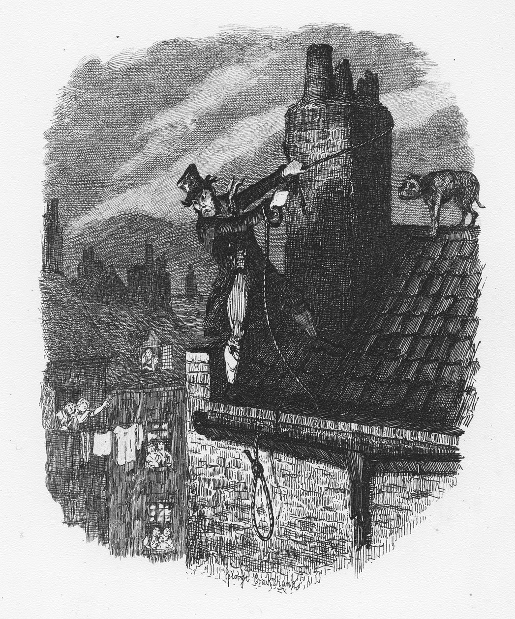 Den siste sjansen, fra "The Adventures of Oliver Twist" av Charles Dickens (1812-70) 1838 av George Cruikshank