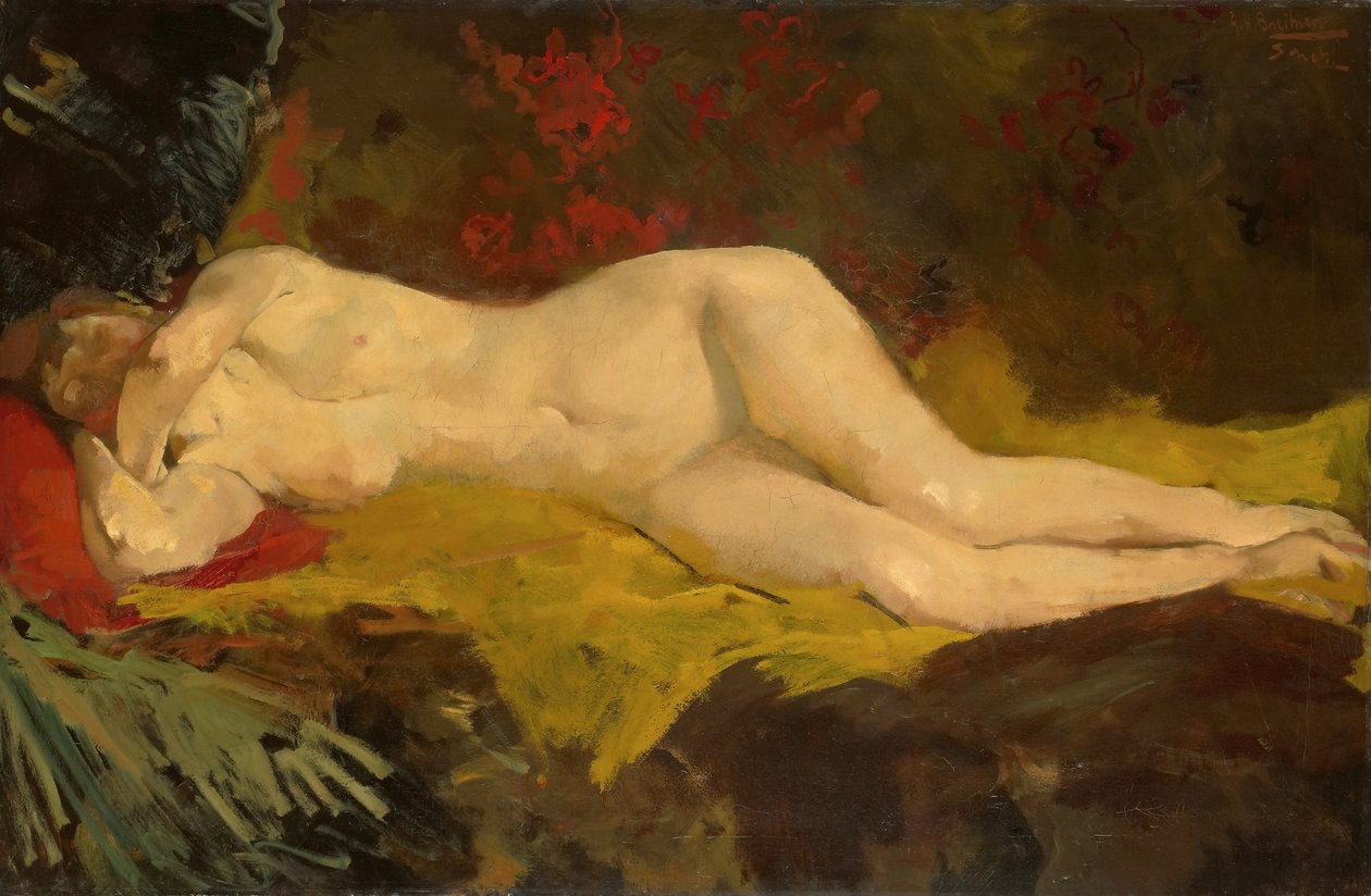 Anne, som lå naken på en gul klut. av George Hendrik Breitner