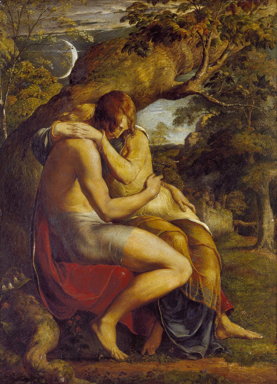 On the Eve of Separation, 1830 (olje og akvareller på panel) av George Richmond