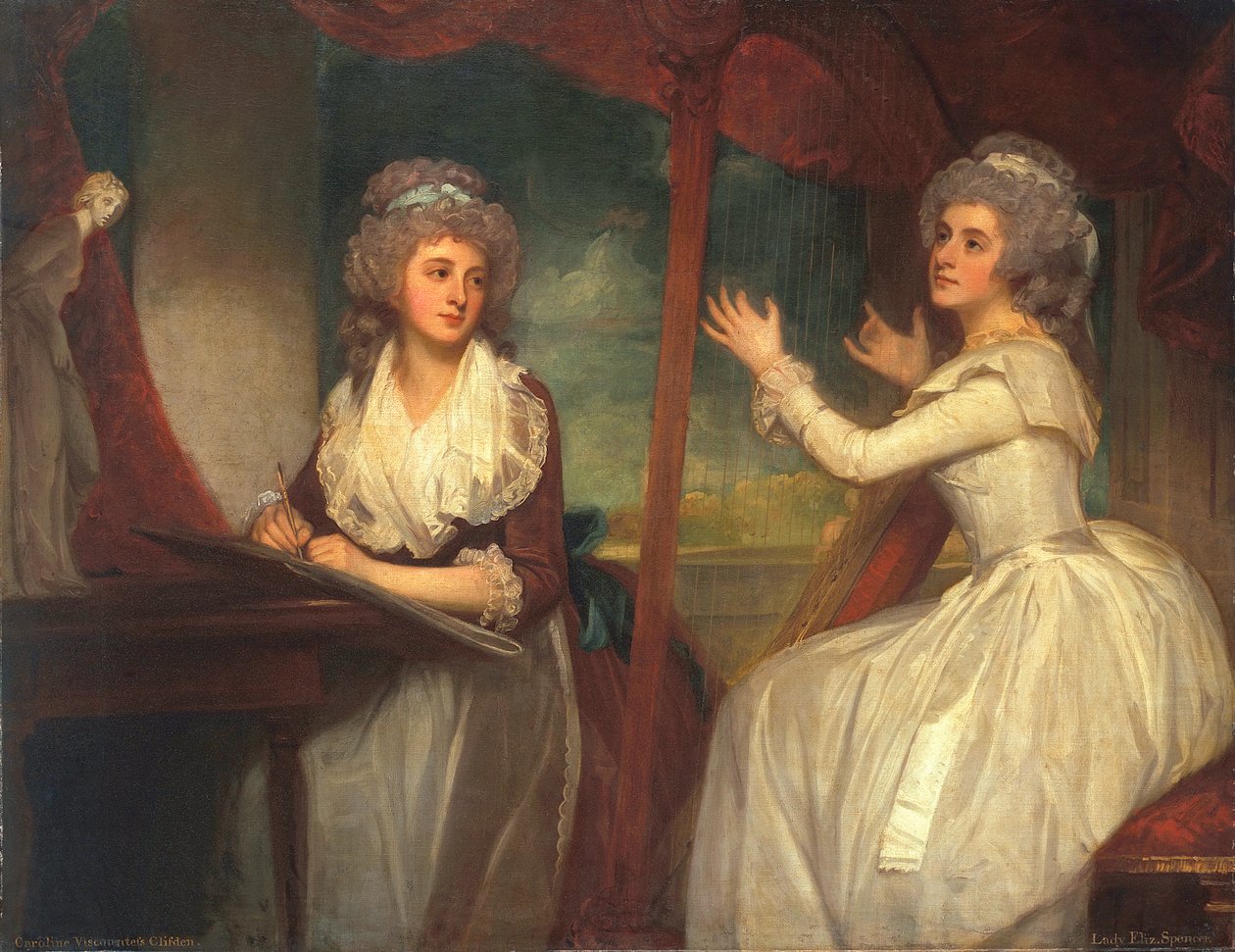 Lady Caroline Spencer, senere visgrevinne Clifden, og hennes søster, Lady Elizabeth Spencer, 1786-92 av George Romney