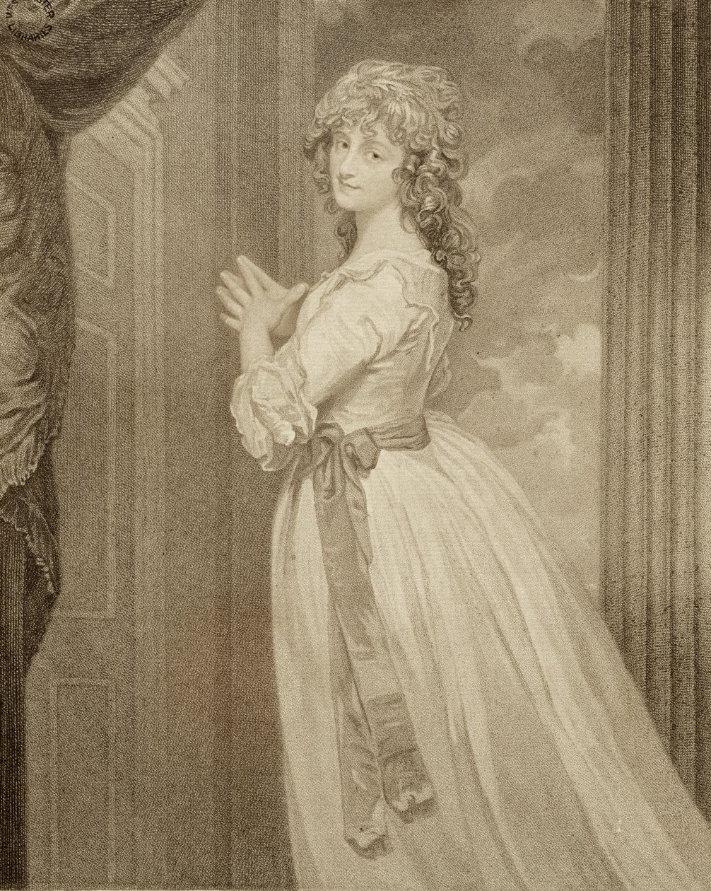 Mrs Jordan in the Character of the Country Girl, gravert av Francesco Bartolozzi (1727-1815) av George Romney