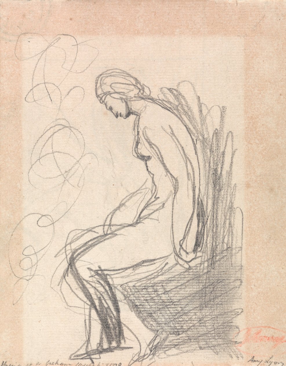 Sittende naken kvinne (Hygeia på Doctor Grahams) av George Romney