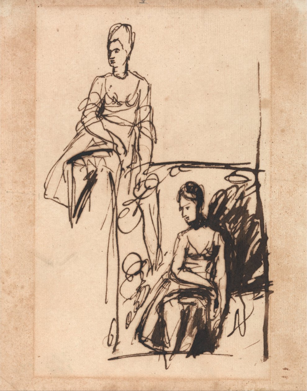 Sittende kvinne, to studier av George Romney