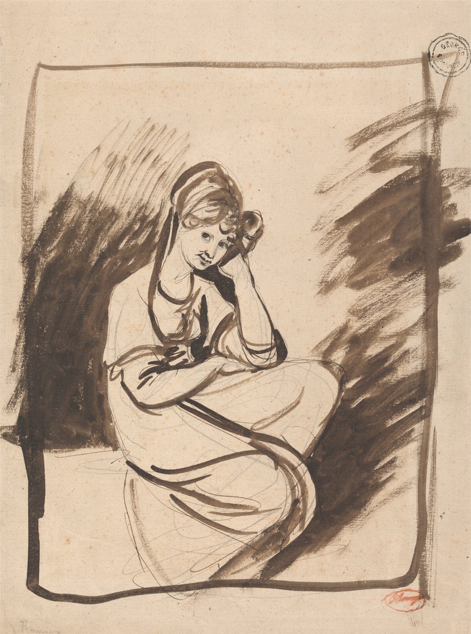 Skisse for portrett av en dame av George Romney